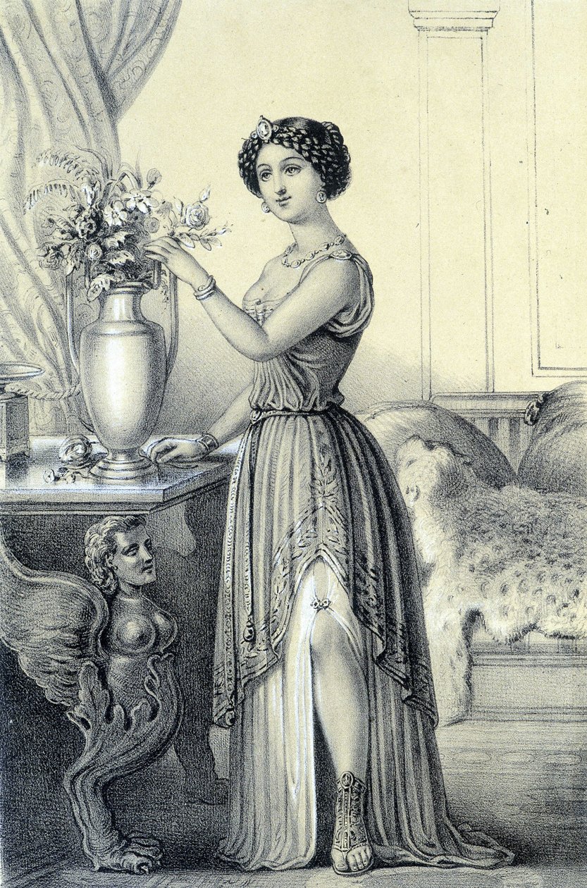 Ritratto di Mademoiselle de Fontenay o Teresa (Theresa o Terezia) Cabarrus, conosciuta come Madame Tallien - in "Galerie historique de la Revolution francaise" di Albert Maurin da French School