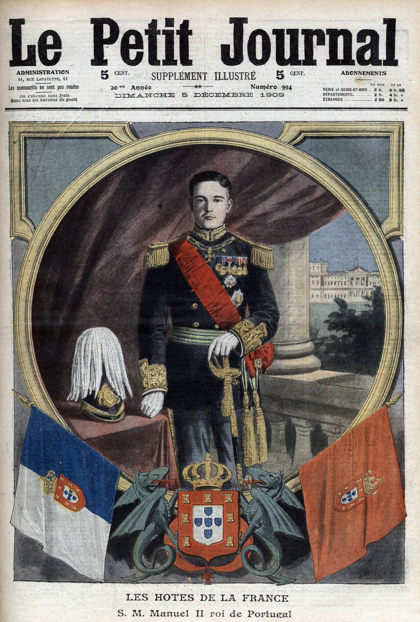 Ritratto di Manuel II re del Portogallo (1889-1932) durante la sua visita a Parigi - 