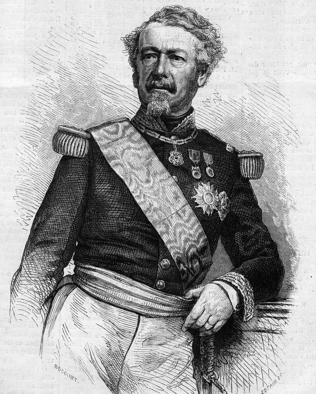 Ritratto del Maresciallo Adolphe Niel (1802-1869), soldato e politico francese. Incisione in "Le Monde Illustré" n.645 del 21 agosto 1869 da French School