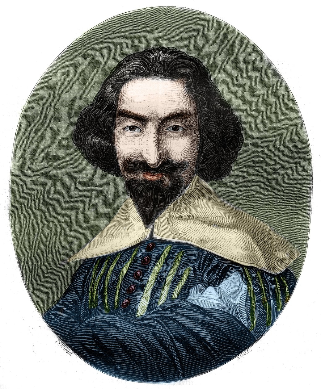 Ritratto di Miguel de Cervantes Saavedra (1547-1616), scrittore spagnolo. Incisione del 1852 dal dipinto di Velasquez da French School