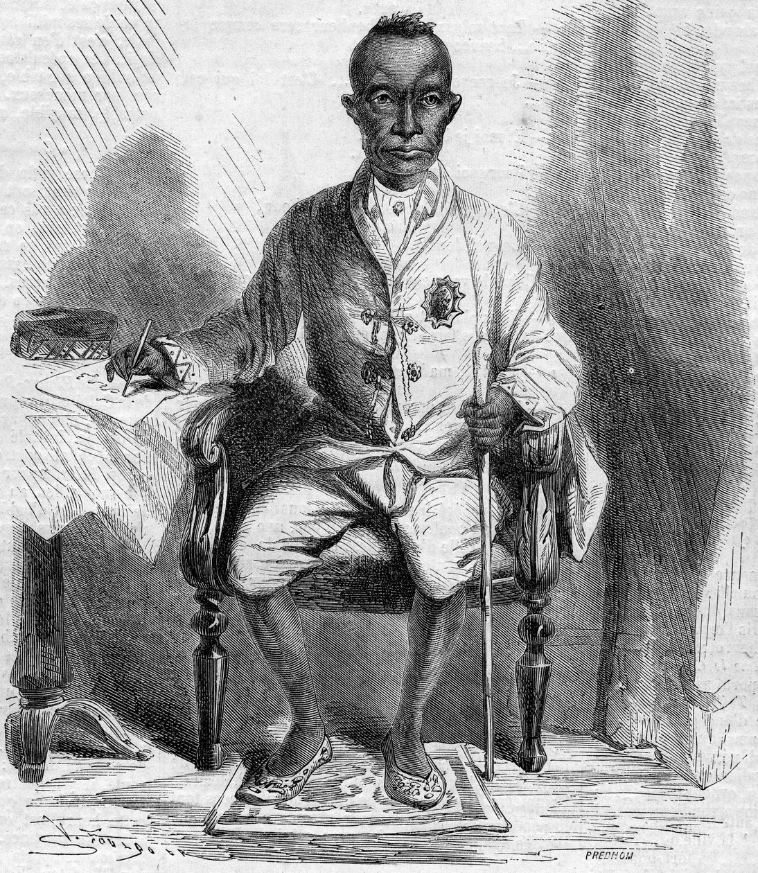 Ritratto di Mongkut (Rama IV o Phrachomklao) (1804-1868), Re del Siam (oggi, Thailandia). Incisione in 