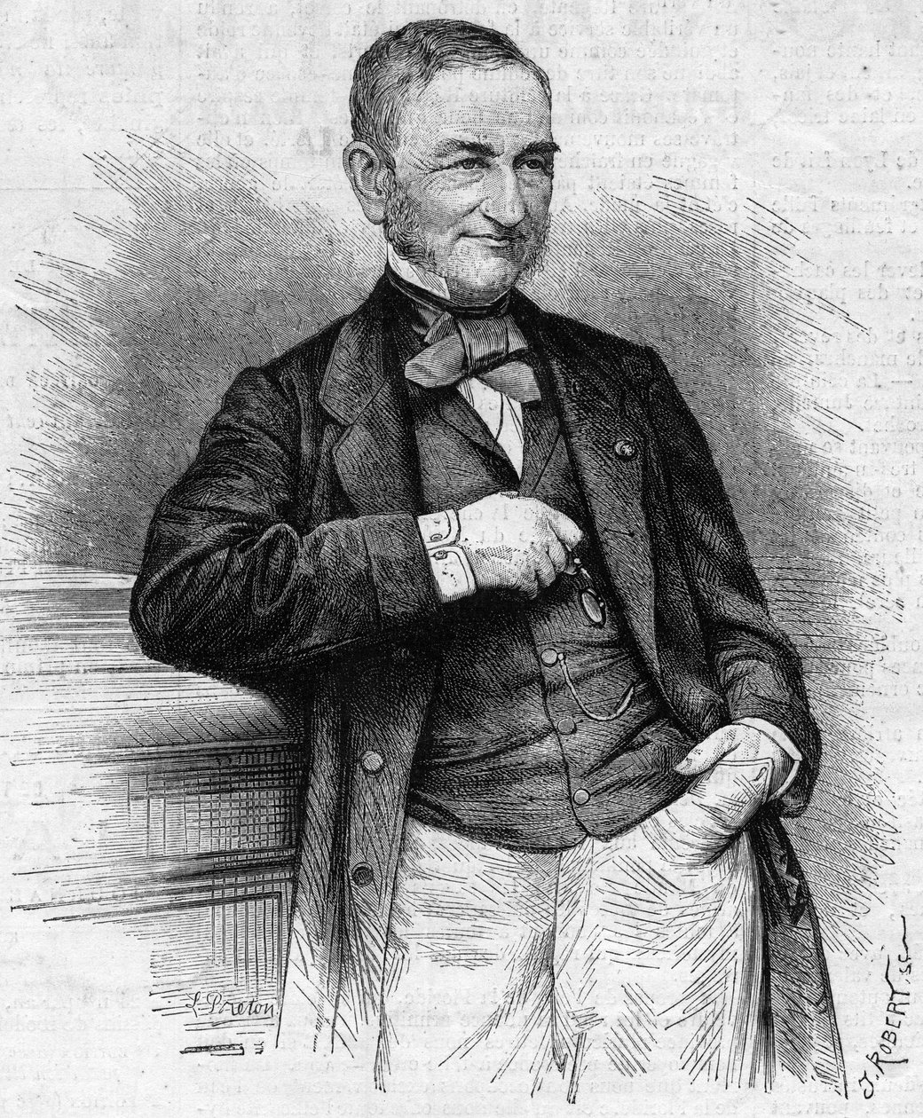 Ritratto di Moreau Chaslon, presidente del consiglio di amministrazione della Compagnie Generale des Omnibus (CGO). XIX secolo. Incisione in "Le Monde Illustré" n.660 del 4 dicembre 1869 da French School