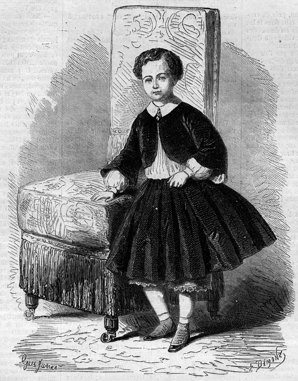Ritratto di Napoleone Eugenio Luigi Giovanni Giuseppe Bonaparte (1856-1879), noto come Principe Imperiale, figlio di Napoleone III. Incisione in "Le Monde Illustré" n°137 del 26 novembre da French School