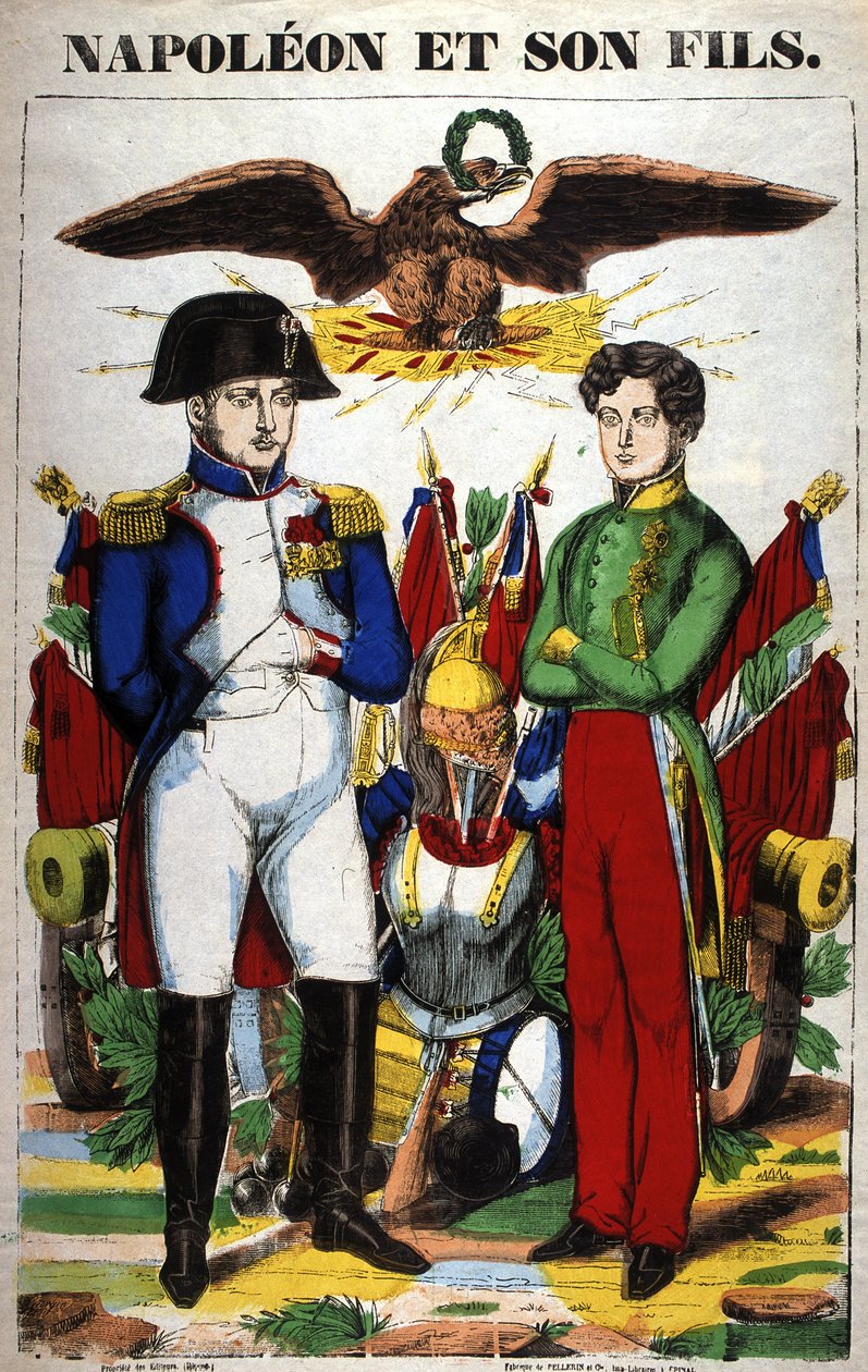 Ritratto di Napoleone I e suo figlio, Napoleone II. Immagine di Epinal da French School