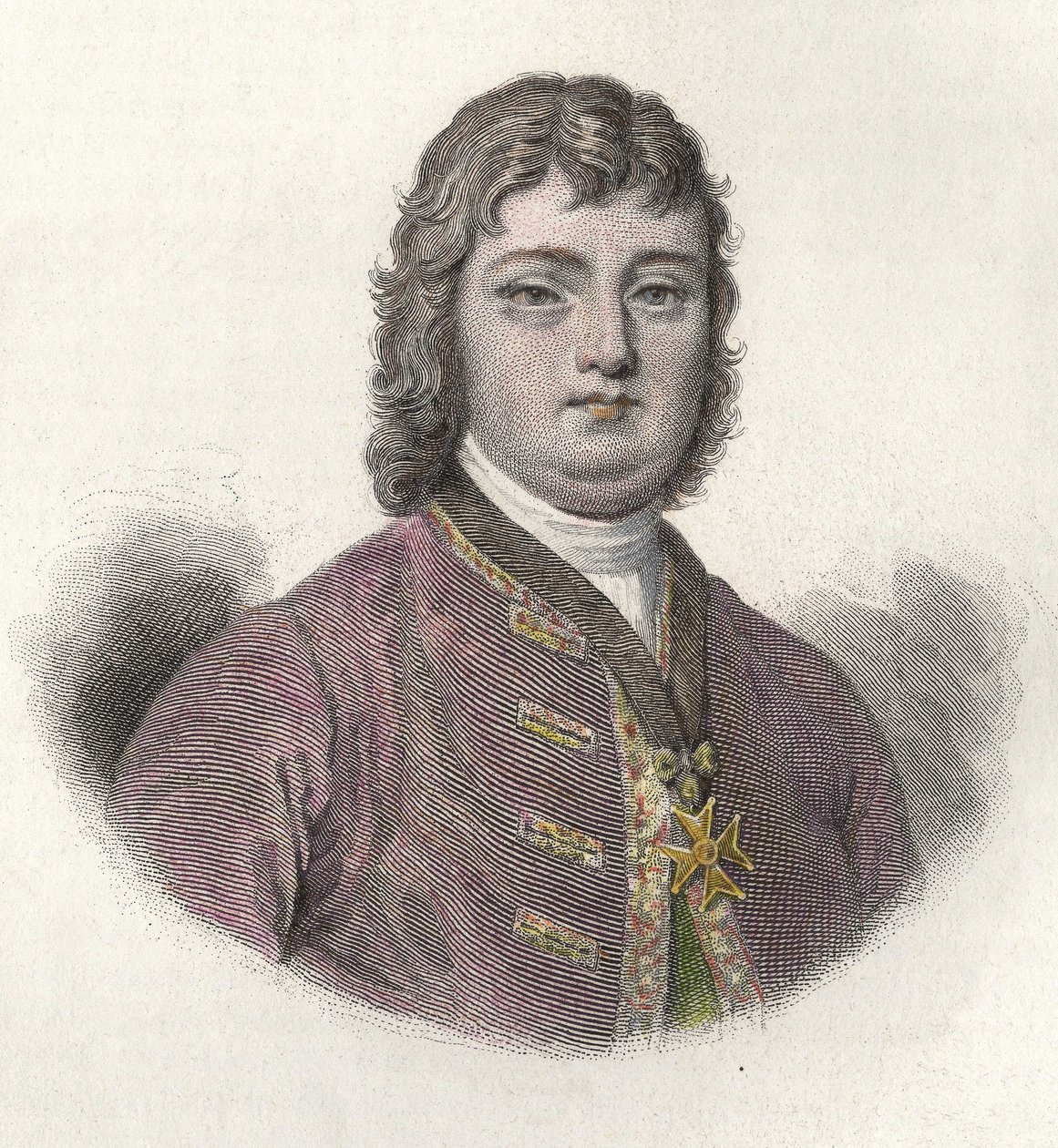 Ritratto di Nicolas Roze detto il Cavaliere Roze (1675-1733), militare e governatore francese. in "Portraits des Hommes Useful" da French School