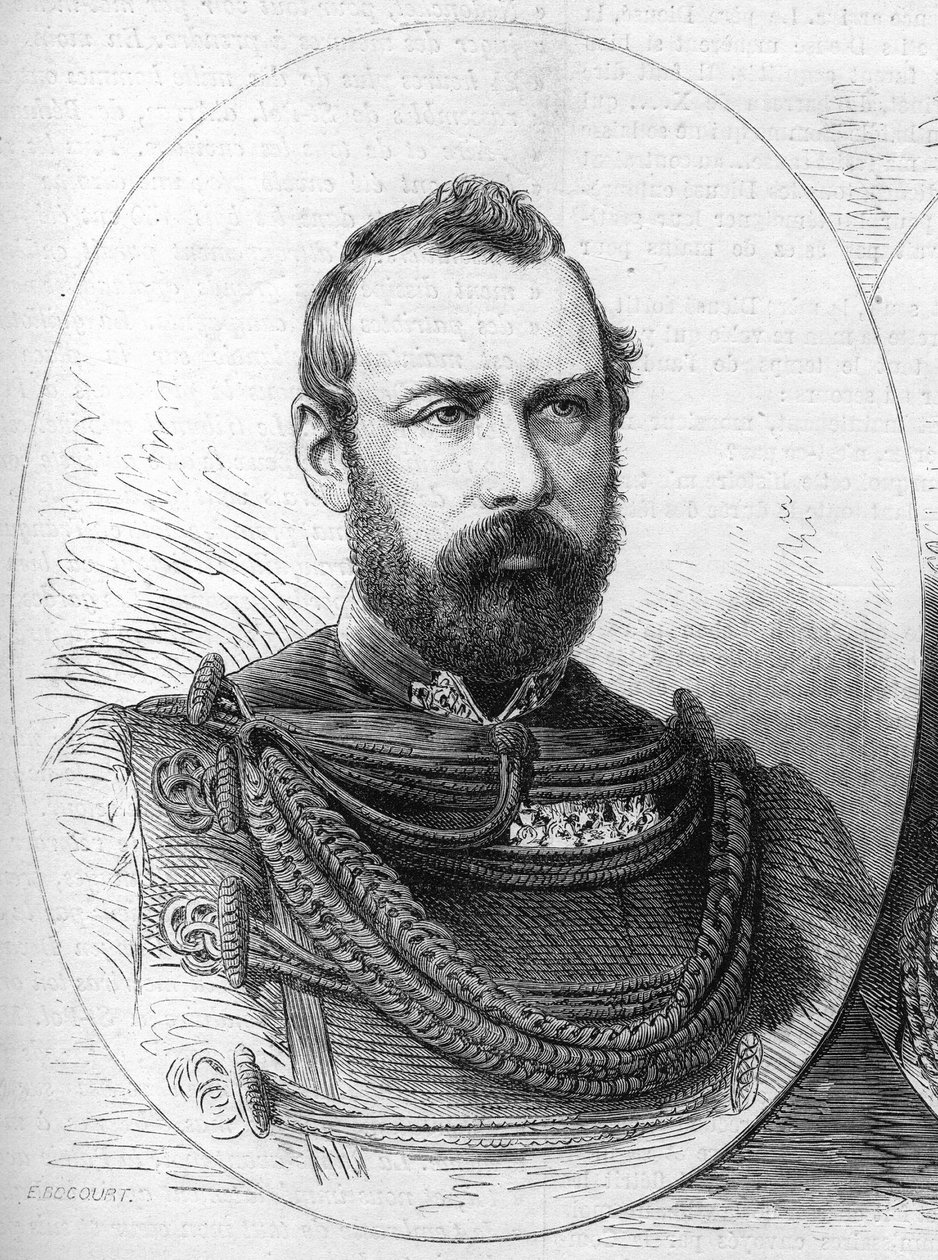 Ritratto di Oscar II (1829-1907), Re di Svezia e Norvegia. Incisione in "Le Monde Illustré" n.807 del 28 settembre 1872 da French School