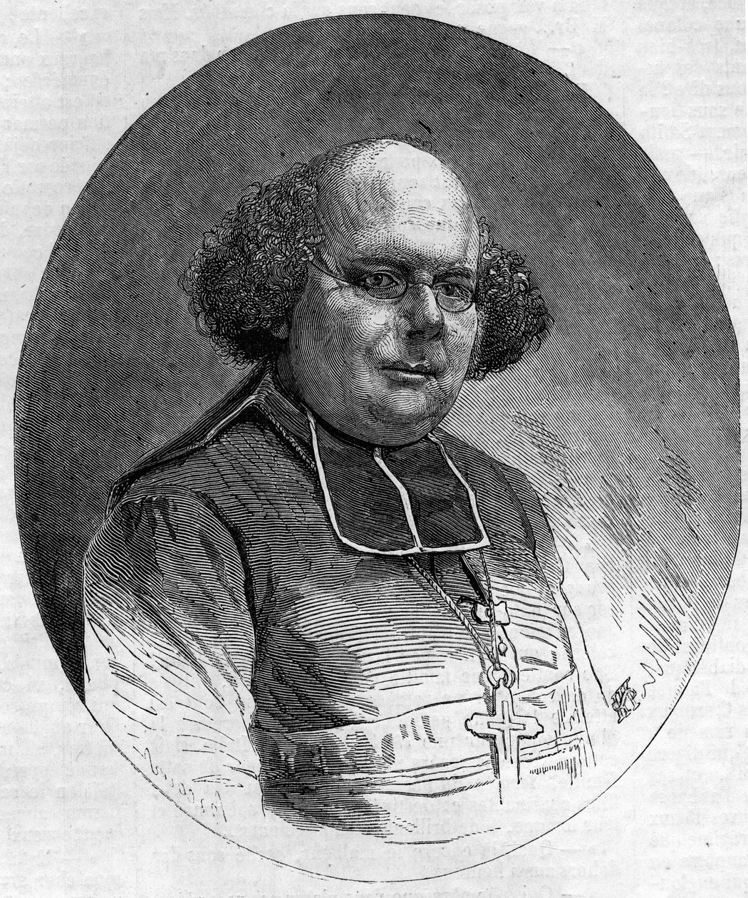 Ritratto di Patrice Cruice (1815-1866), vescovo di Marsiglia dal 1861 al 1865. Incisione in "Le Monde Illustré" n.232 del 21 settembre da French School