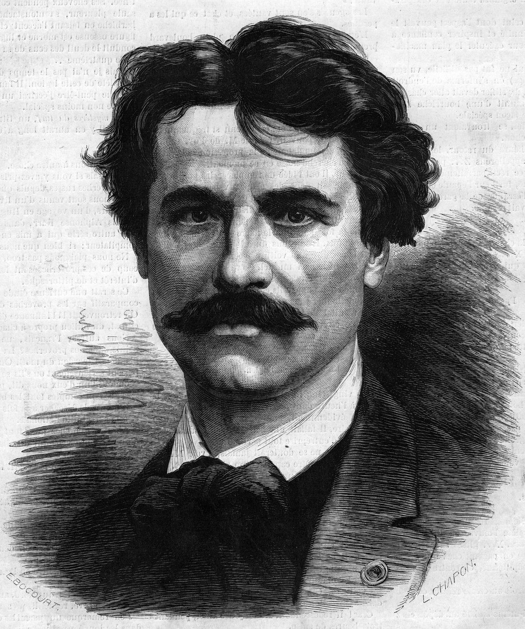 Ritratto di Paul Baudry (1828-1885), pittore francese. Incisione in 
