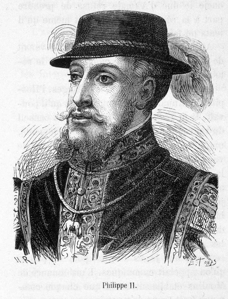 Ritratto di Filippo II (Filippo Augusto) - in "Storia di Francia" di Henri Martin da French School