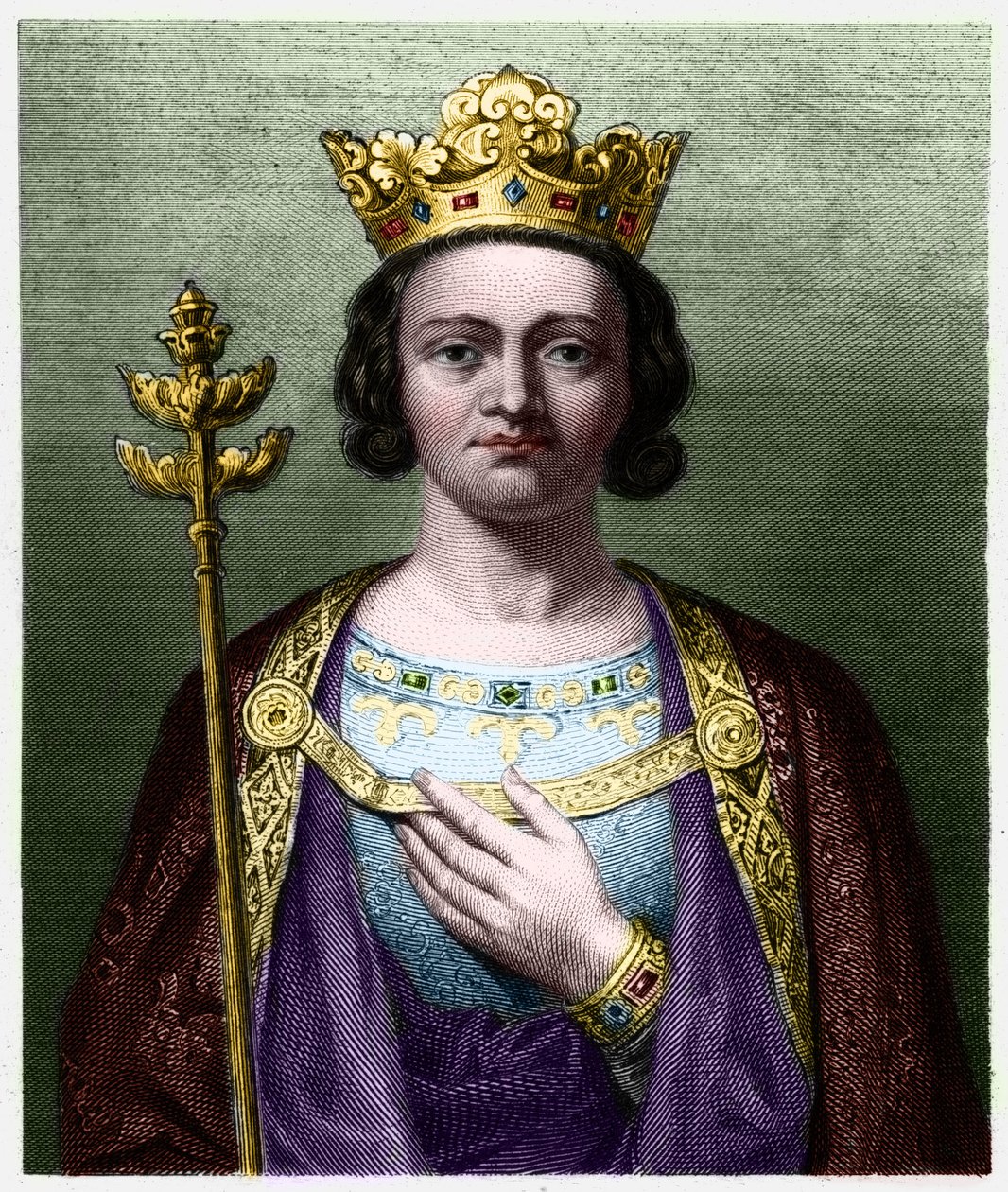 Ritratto di Filippo V il Lungo (1294-1322), Re di Francia - in "Histoire des Francais" di Lavallee, incisione, sd. da French School