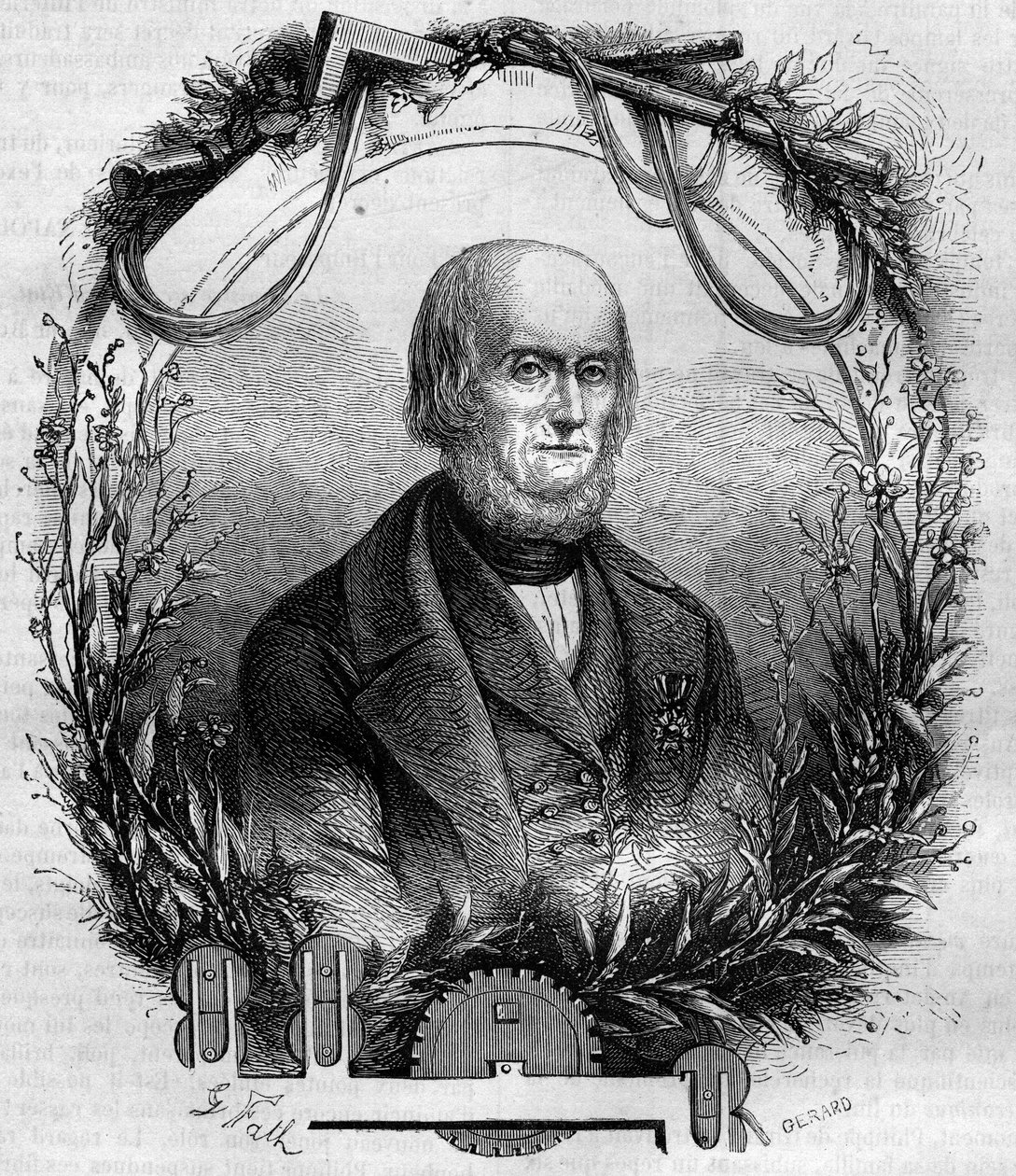 Ritratto di Philippe de Girard (1775-1845), inventore e industriale francese, creatore della macchina per filare il lino. Incisione del 1866-1867. da French School