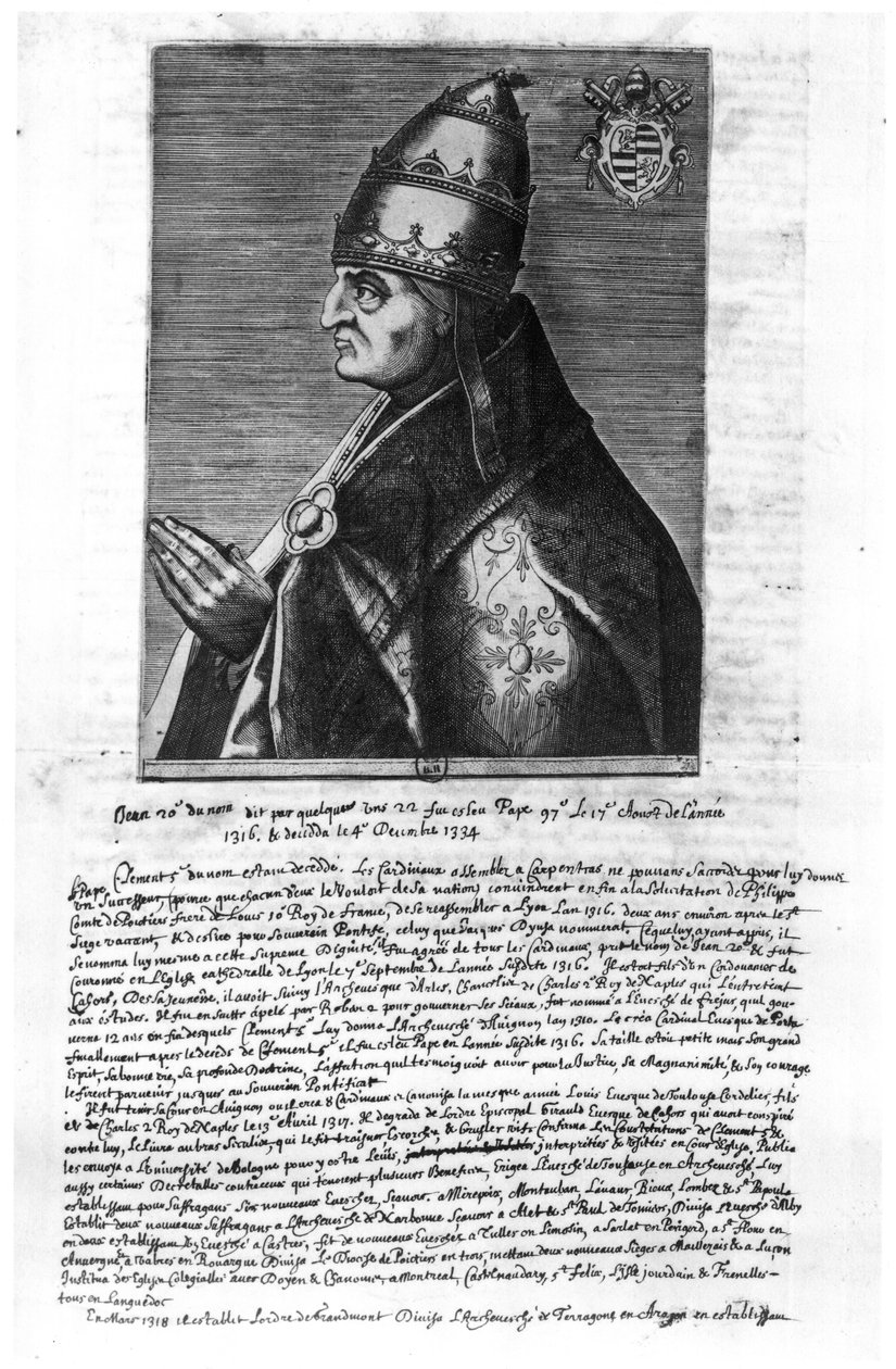 Ritratto di Papa Giovanni XXII (1244-1334) da French School