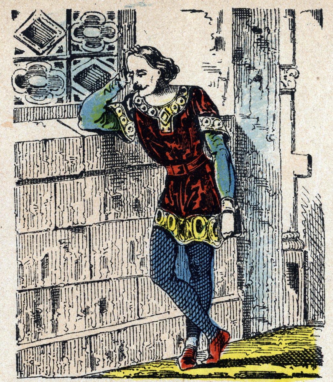 Ritratto del Principe Carlo di Bassa Lotaringia (Carlo I di Lorena) (953-991) rinchiuso a Orleans nel 991 (Carlo, Duca di Bassa Lorena imprigionato da Ugo Capeto a Orleans, dove morì poco dopo, 991) Immagine di Epinal XIX secolo da French School