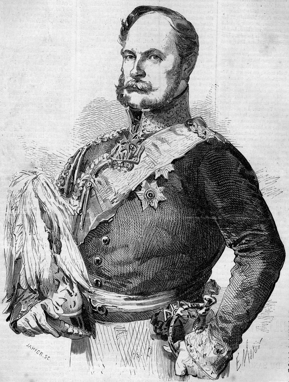 Ritratto del Principe Federico Guglielmo Luigi (1797-1888), futuro Guglielmo I, Re di Prussia e Imperatore di Germania. Incisione in 