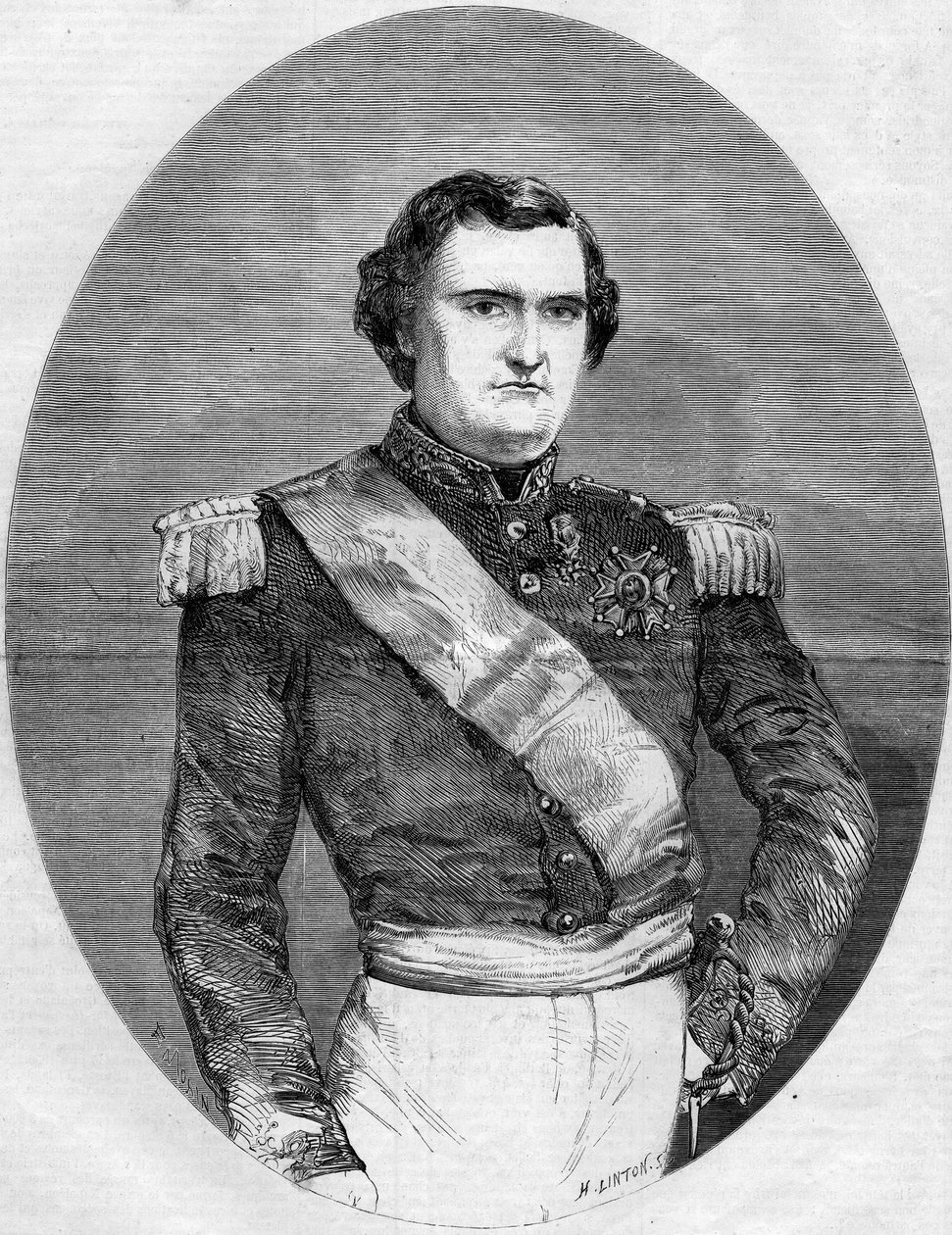Ritratto del Principe Napoleone Giuseppe Carlo Paolo Bonaparte (1822-1891). Incisione in 