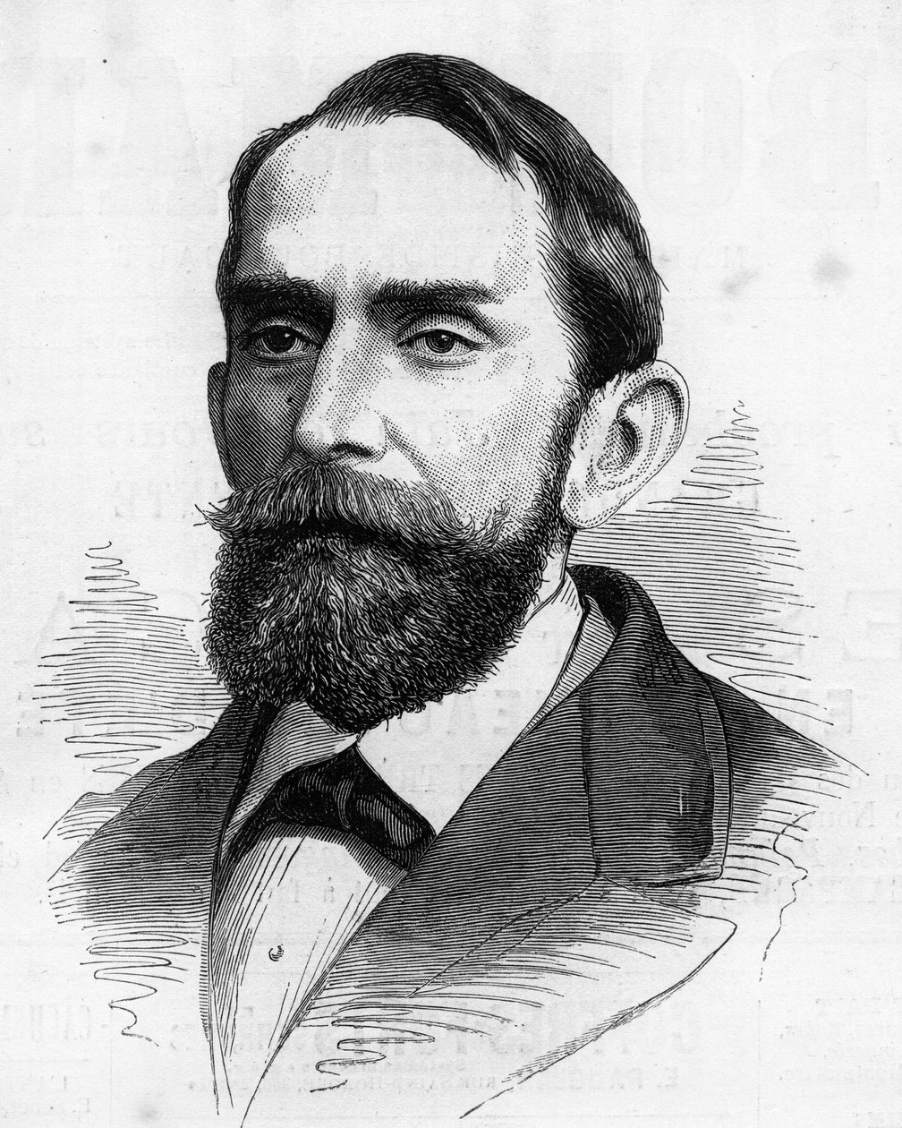 Ritratto di Rafael Wenceslao Nunez Moledo (1825-1894), presidente della Colombia. Incisione in "Le Monde Illustré" n.1210 del 5 giugno da French School