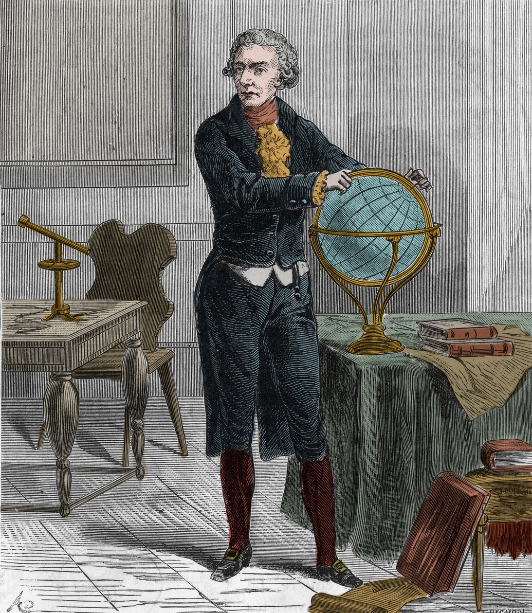 Ritratto di Sir Friedrich Wilhelm Herschel (1738-1822), astronomo e fisico britannico-tedesco - Ritratto di William Herschel astronomo britannico di origine tedesca - Incisione in "Sciences à la portée de tous - physique et chimie populaires" di Alexis Cle da French School