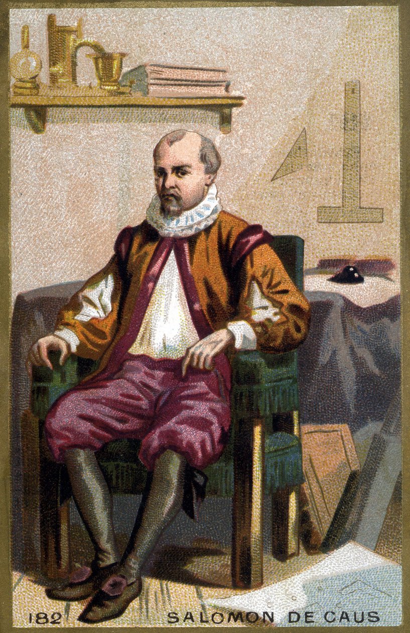 Ritratto di Salomon de Caus (1576-1626). Cromolitografia della fine del XIX secolo. da French School