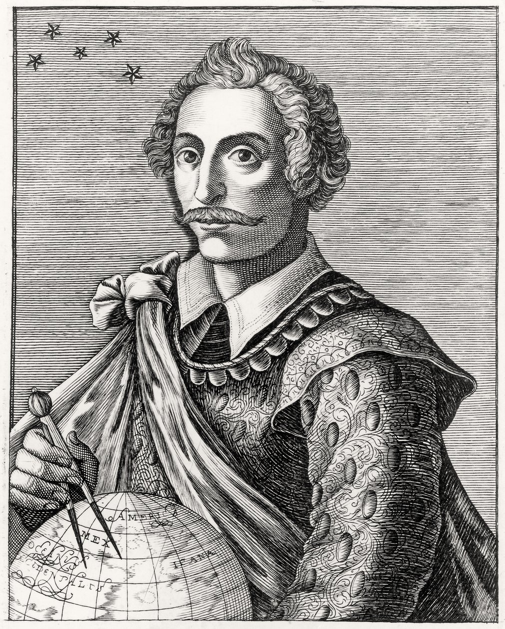 Ritratto di Thomas Cavendish (1560-92) inciso da L Armessin da French School