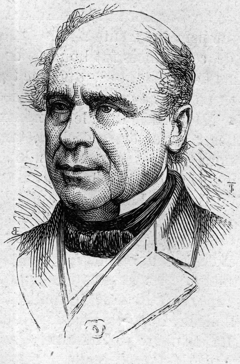 Ritratto di Ustazade Silvestre de Sacy (1801-1879), critico letterario e accademico francese. Incisione in "Le Monde Illustré" n.883 del 14 marzo 1874 da French School