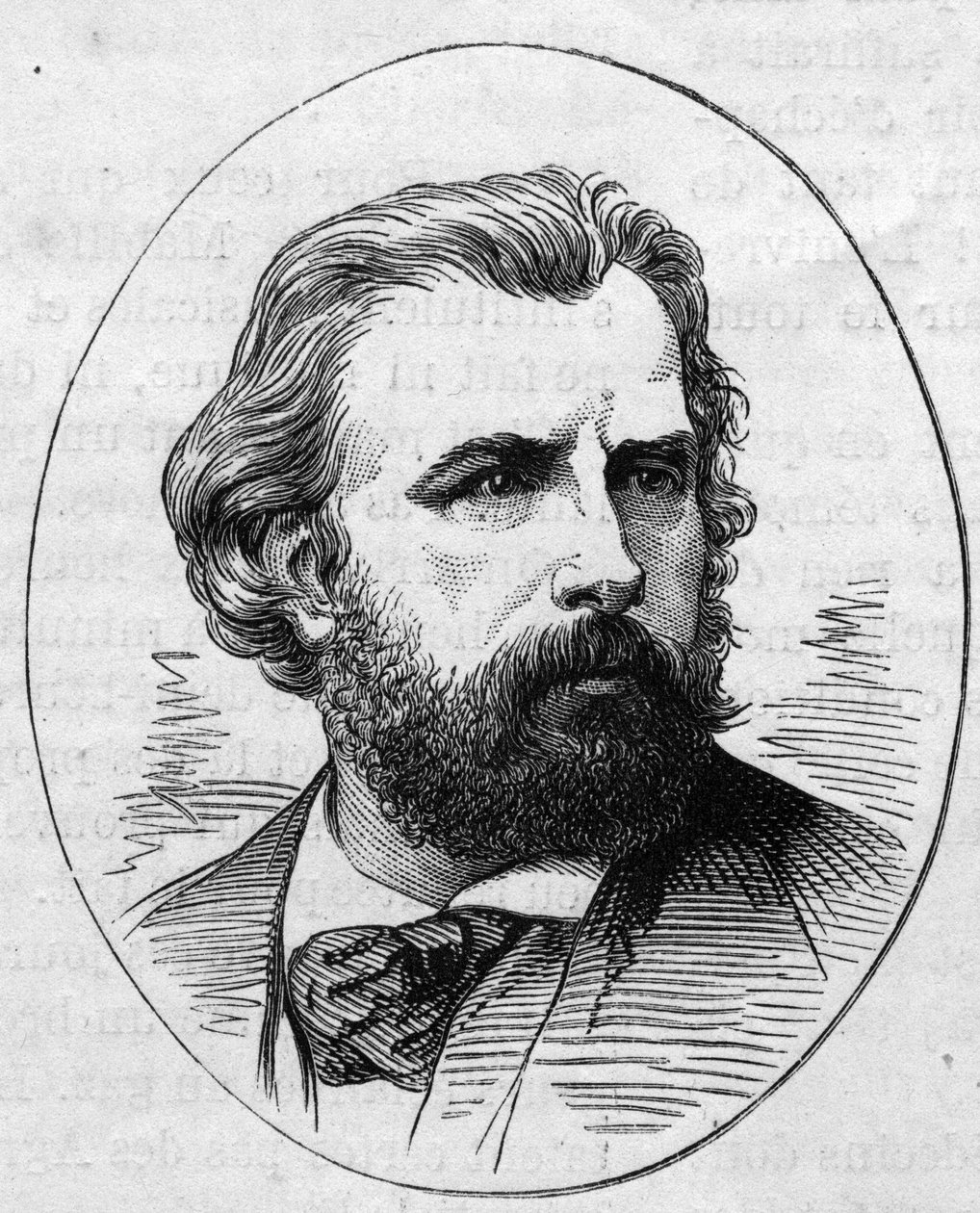 Ritratto di William Adolphe Bouguereau (1825-1905), pittore francese. Incisione in "Le Monde Illustré" n.890 del 2 maggio 1874 da French School