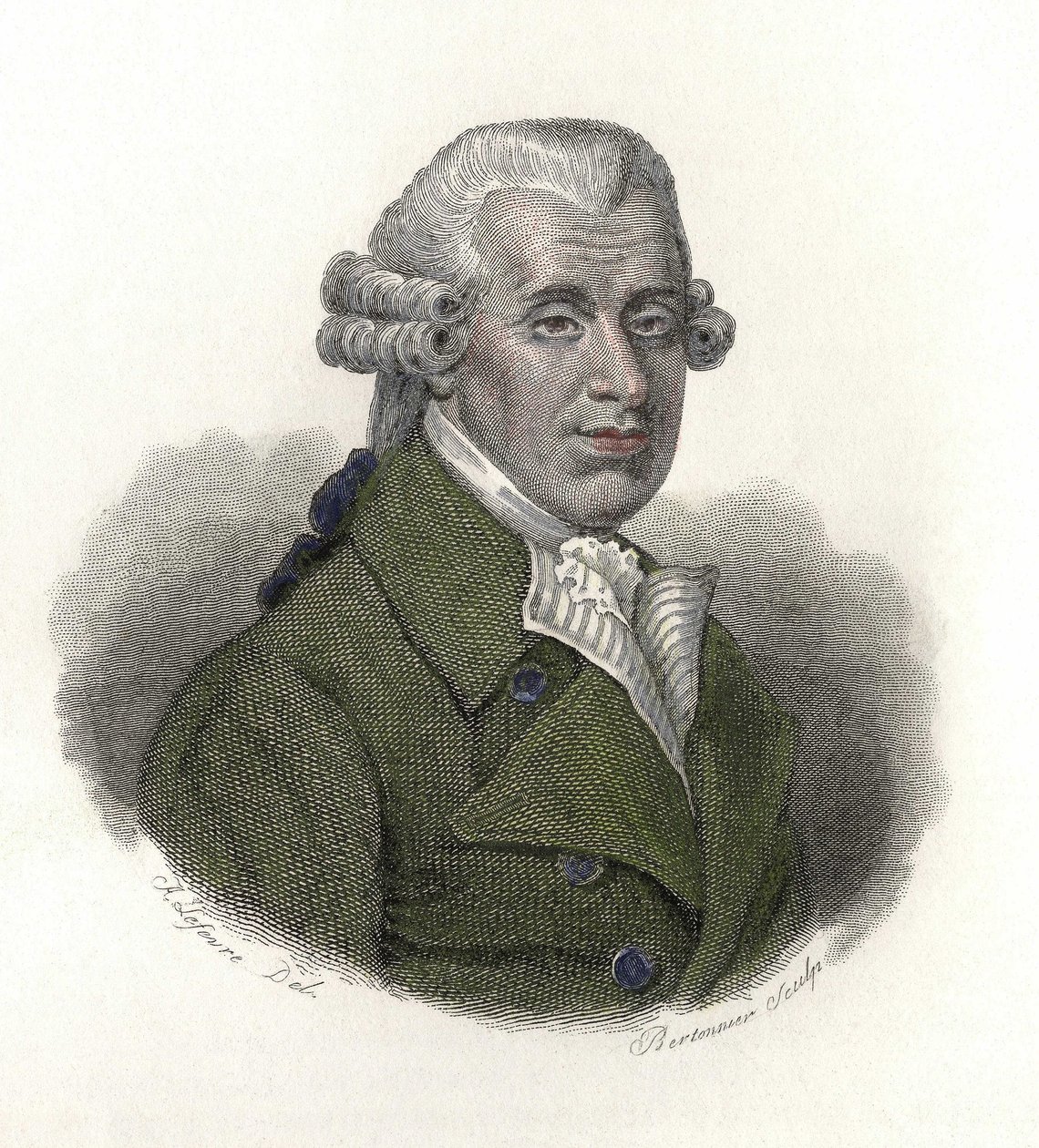 Ritratto di William Hawes (1736-1808), medico inglese. In "Portraits of Useful Men" da French School
