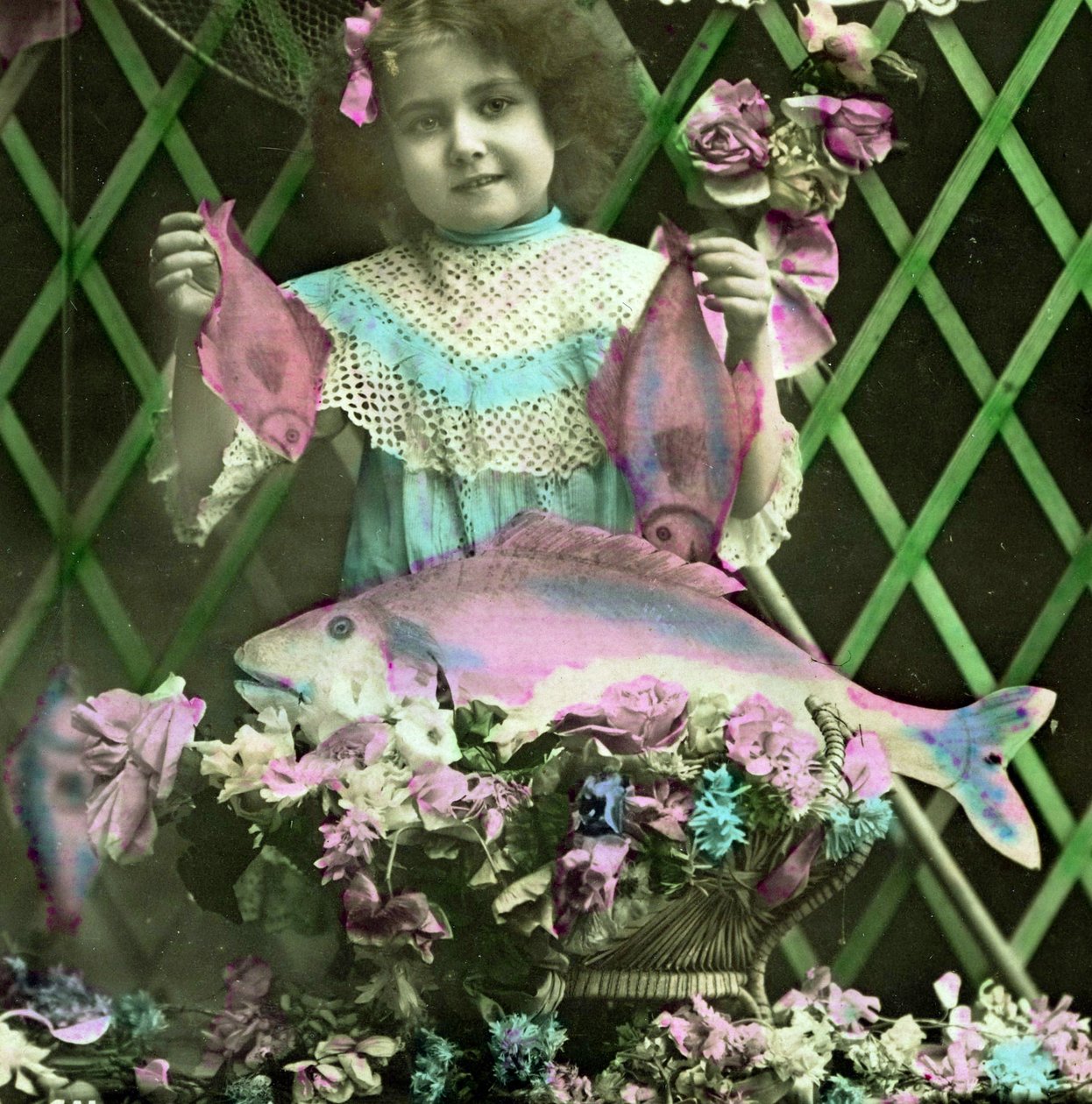 Ritratto di una ragazza con pesci c.1898 da French School