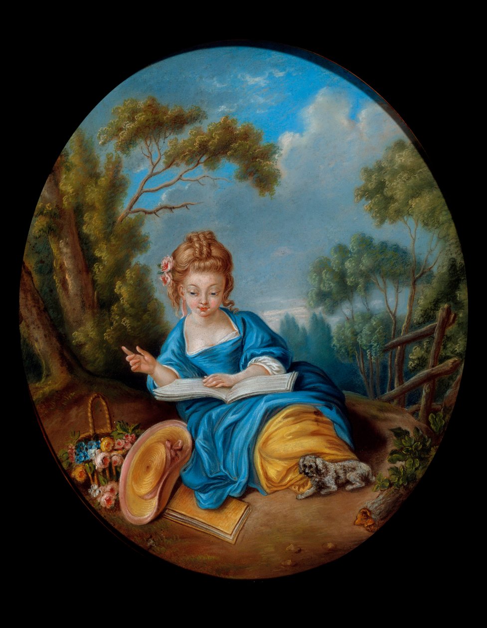 Ritratto di una ragazza che legge. Scuola francese del 18° secolo. Coll. Part. da French School