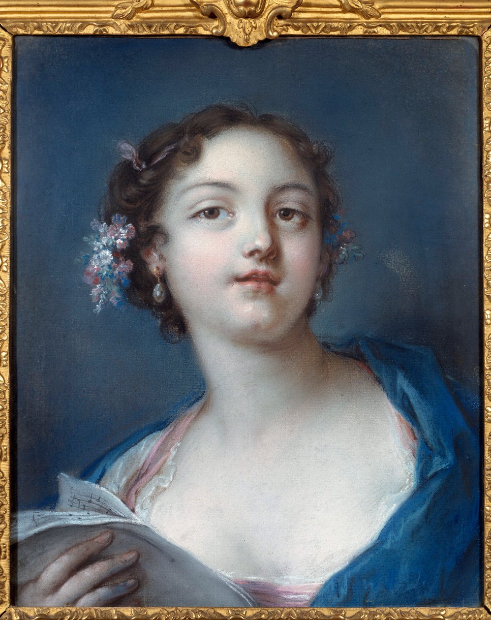 Ritratto di una ragazza che legge uno spartito (pittura anonima) da French School