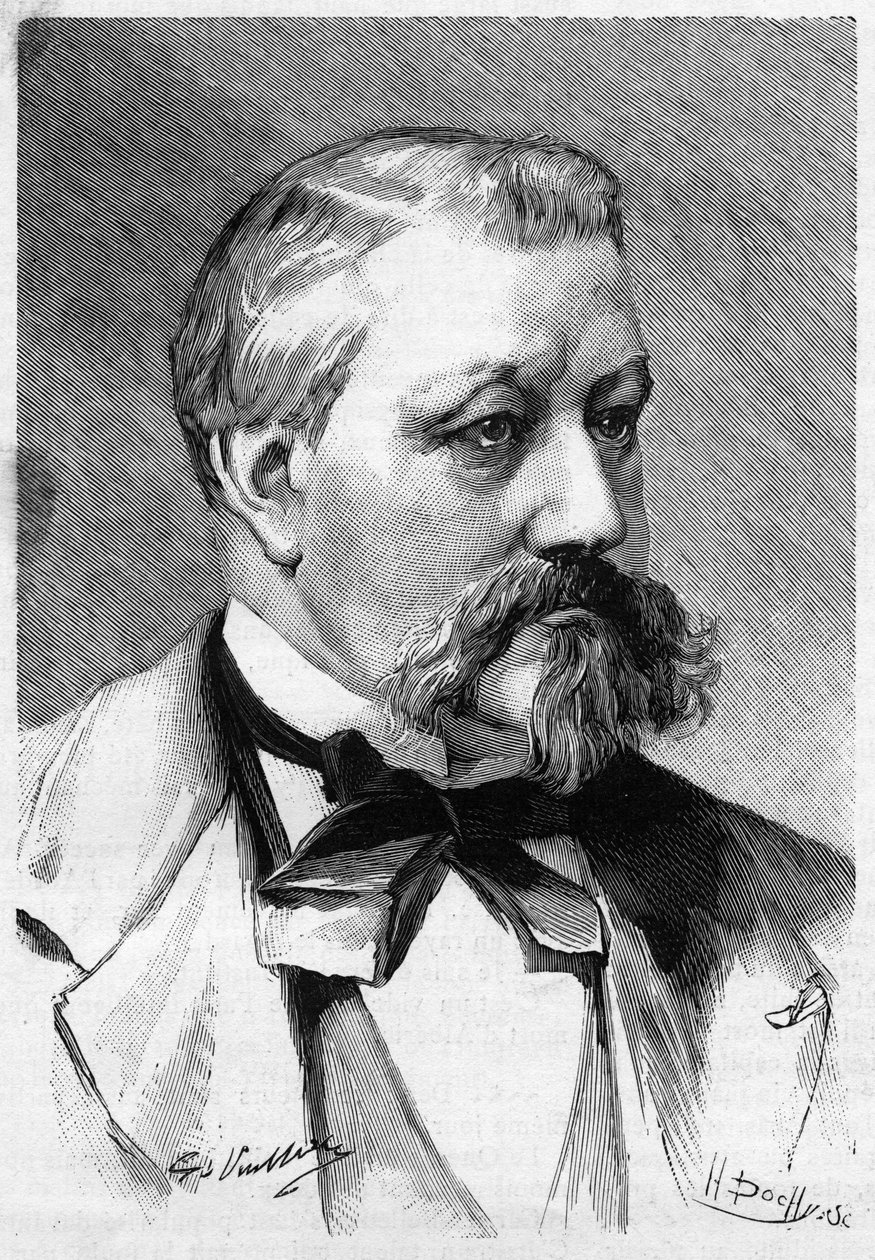Ritratto del giornalista e romanziere Alberic Second deceduto nel 1887, in Le Monde Illustré da French School