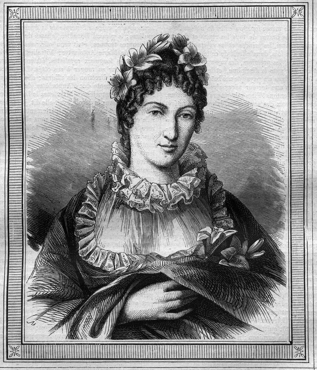 Ritratto della Duchessa di Angoulême Marie Thérèse Charlotte di Francia conosciuta come Madame Royale (1778-1851). Incisione in 