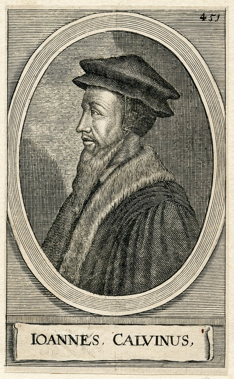 Ritratto del teologo francese Giovanni Calvino da French School