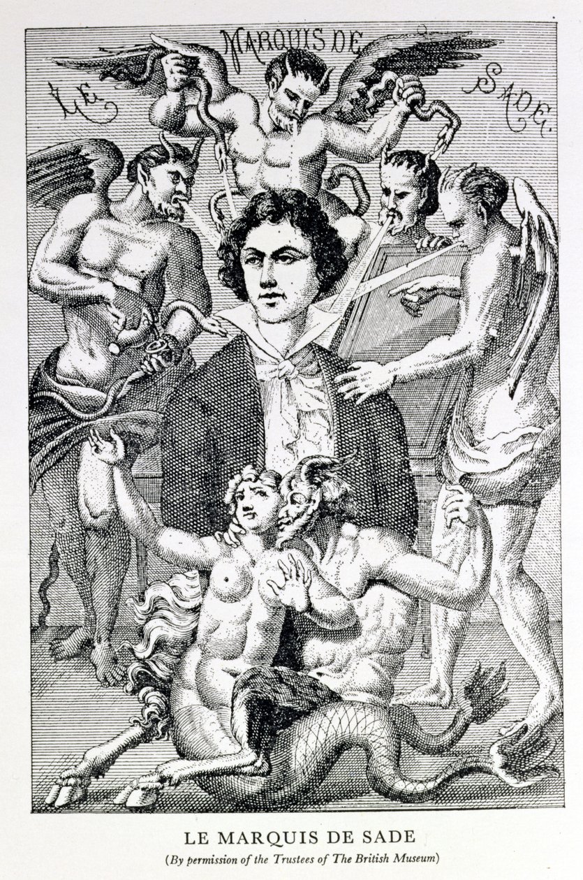 Ritratto del Marchese de Sade circondato da diavoli da French School