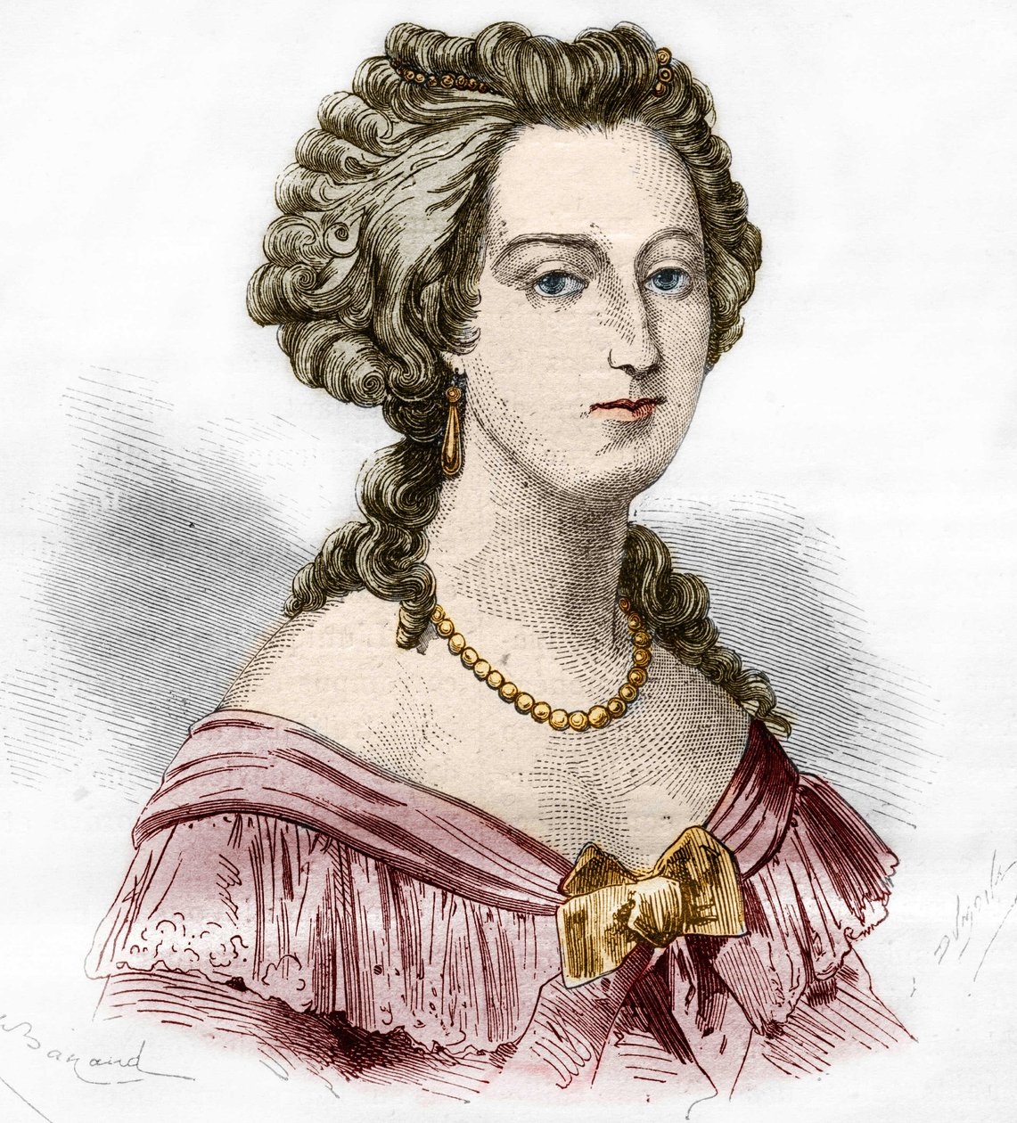 Ritratto della Marchesa di Boufflers Marie Francoise Catherine de Beauvau Craon (1711-1787). Incisione in 