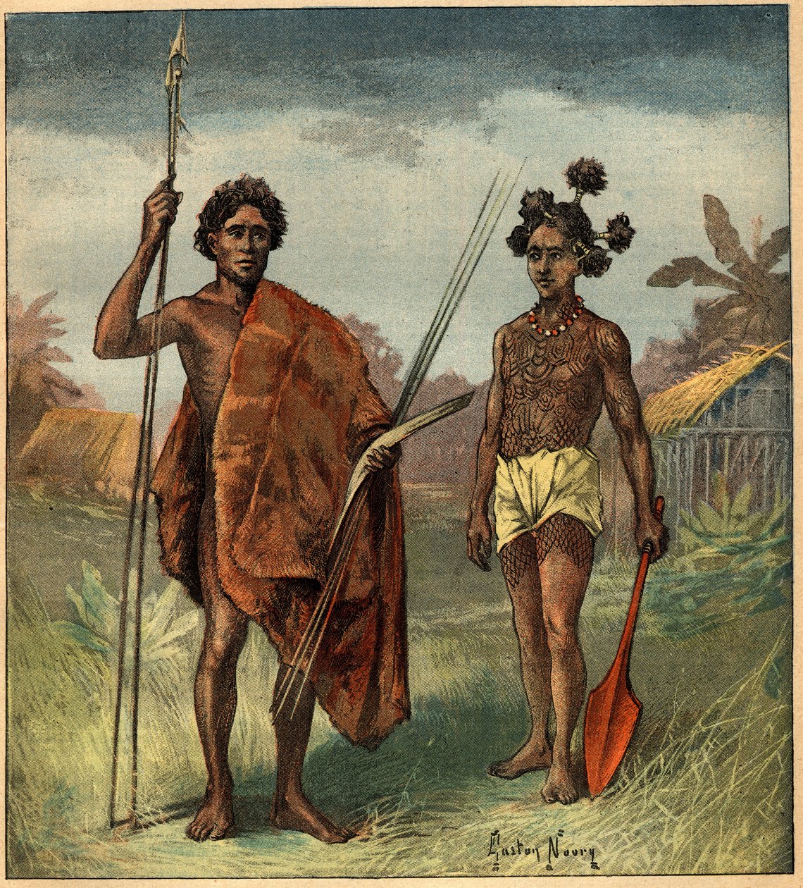 Ritratti di due indigeni della tribù Marringong, Nuovo Galles del Sud (Australia). Incisione in 