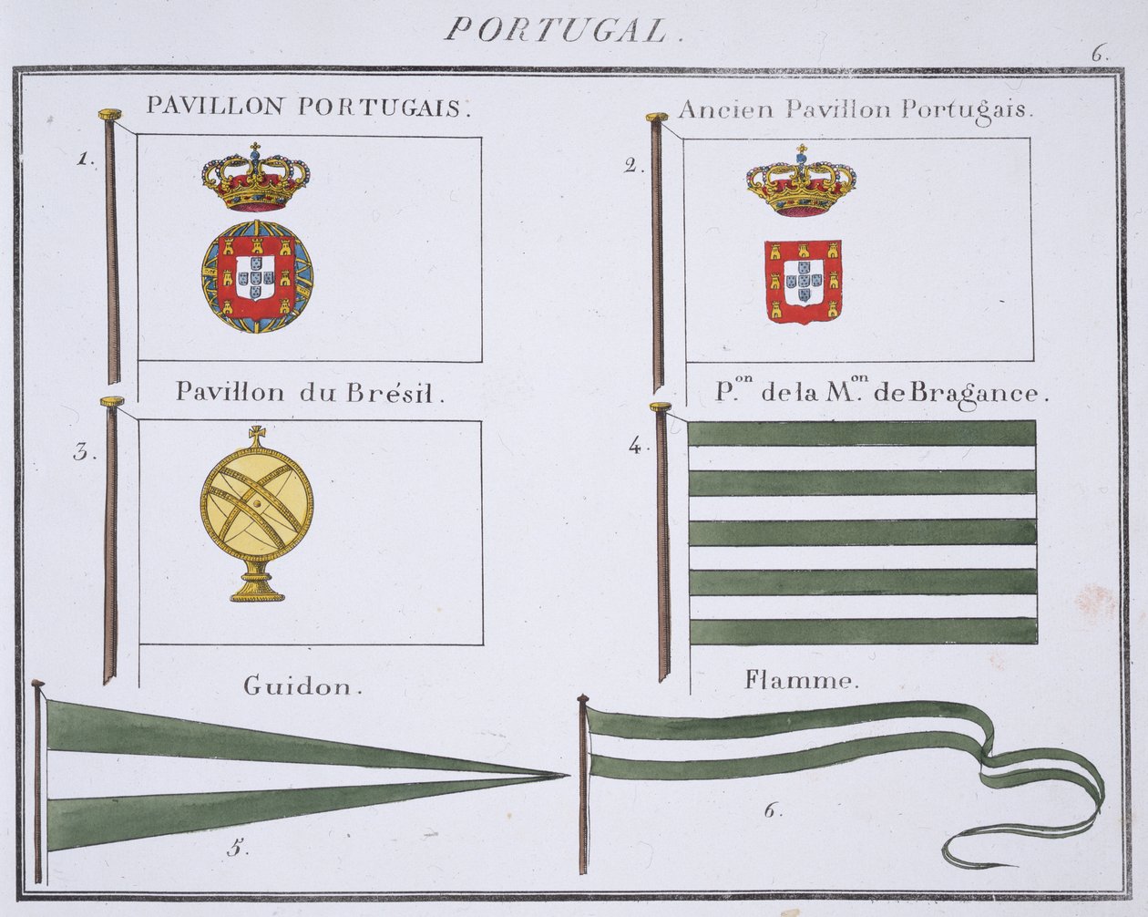 Bandiere portoghesi, da un libro francese delle bandiere, c.1819 da French School