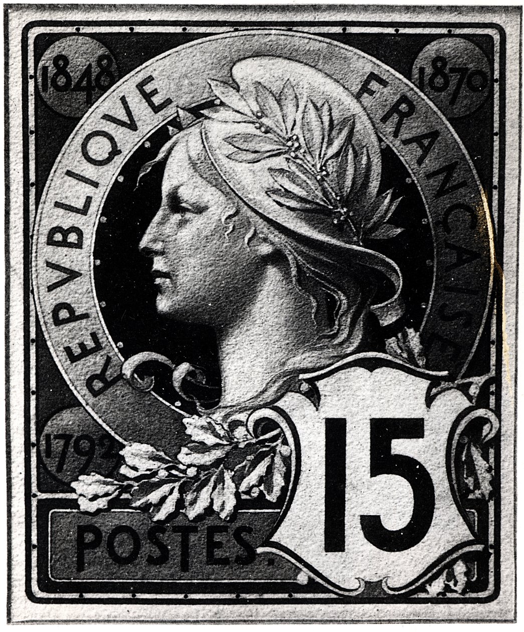 Francobollo raffigurante Marianne, la rappresentazione ufficiale della Repubblica Francese, c. 1893 da French School