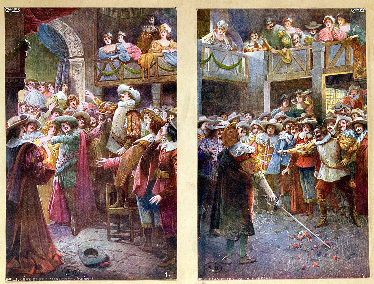 Cartoline raffiguranti Cyrano de Bergerac e il duello all