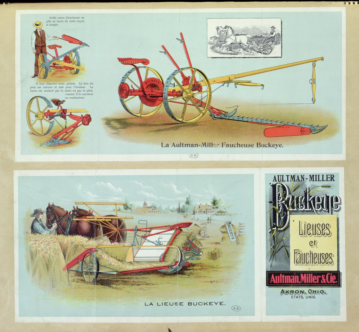 Poster pubblicitario per Aultman-Miller Buckeye Binders and Reapers, fine XIX secolo da French School