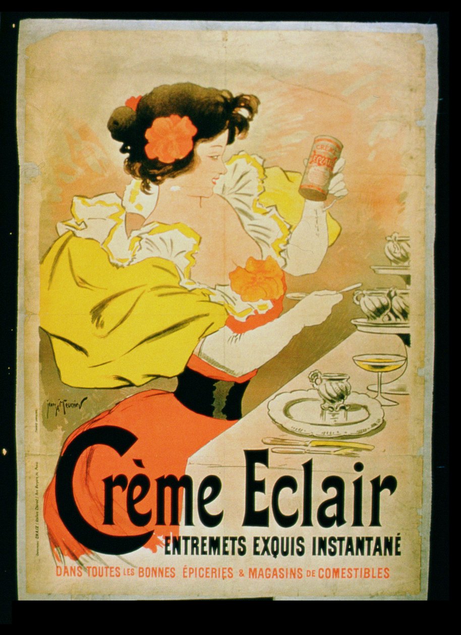 Poster pubblicitario per Creme Eclair Instant Dessert da French School