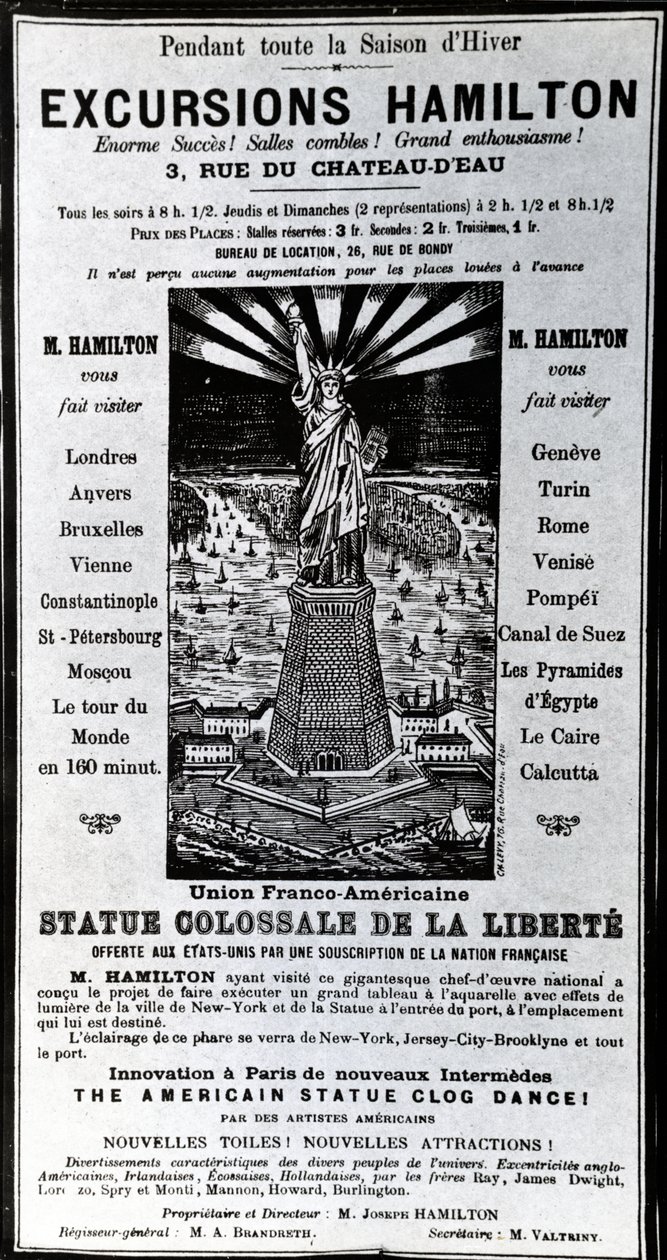 Poster pubblicitario delle Escursioni Hamilton, c.1890 da French School