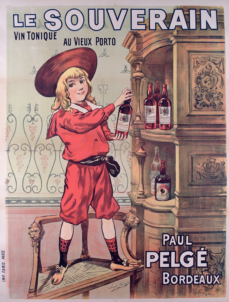 Poster pubblicitario per Le Souverain, vino tonico francese prodotto da Paul Pelge da French School