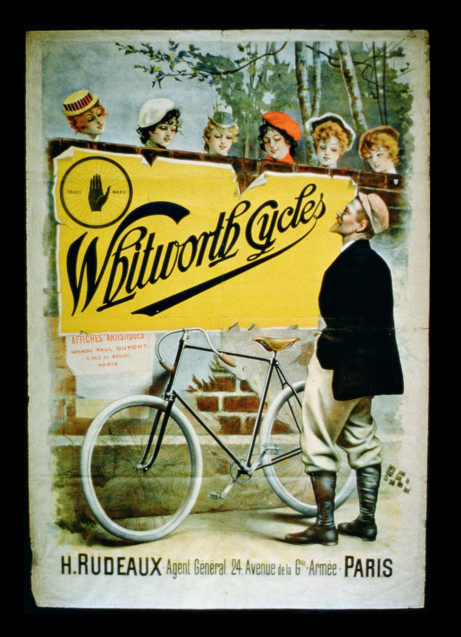 Poster pubblicitario per Whitworth Cycles, Parigi da French School