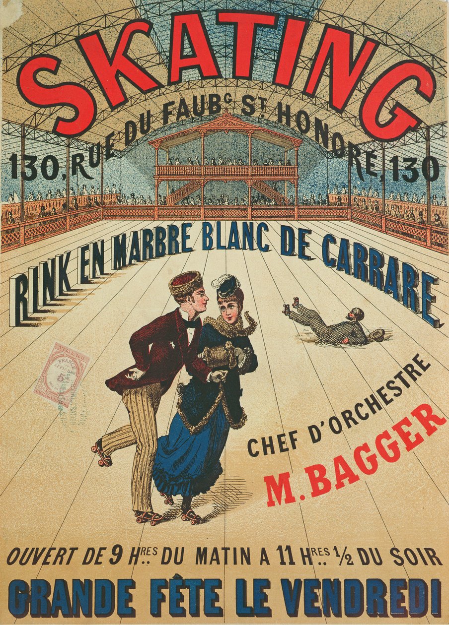 Poster pubblicitario per una pista di pattinaggio a rotelle a Parigi da French School