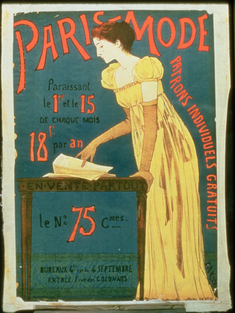 Poster pubblicitario per abbonamenti a Paris Mode Magazine da French School