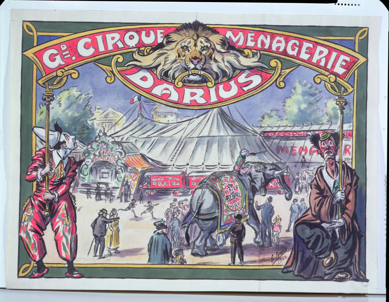 Poster pubblicitario per il Grand Cirque Menagerie Darius, 1924 da French School