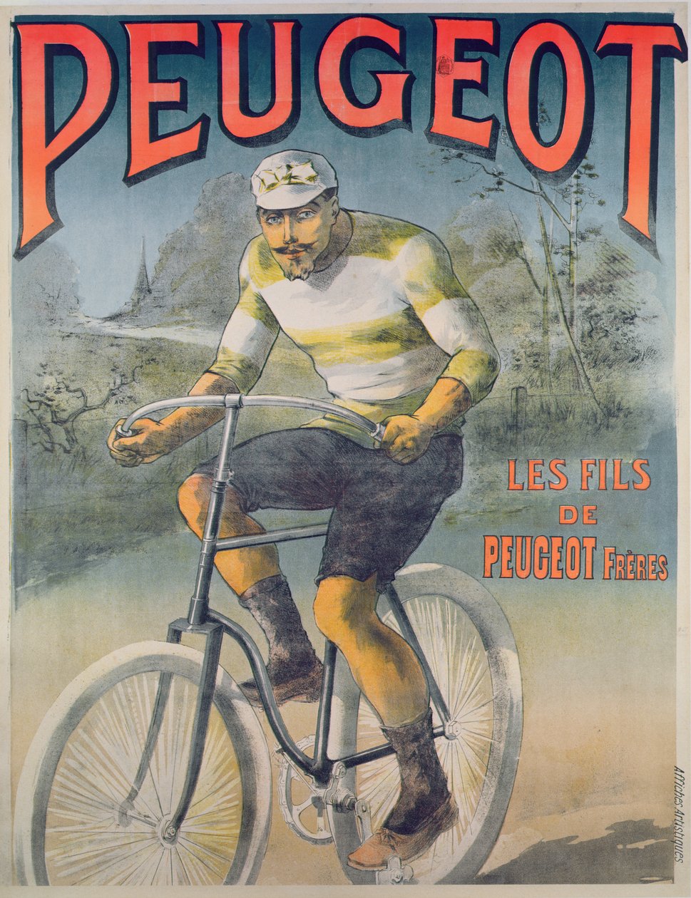 Poster pubblicitario per cicli Peugeot da French School