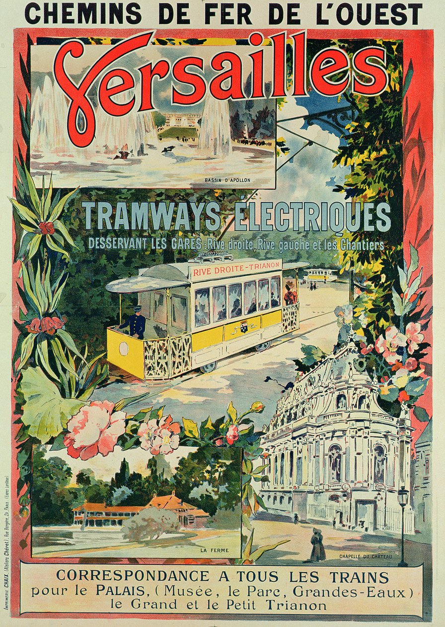 Poster pubblicitario per il tram elettrico a Versailles da French School