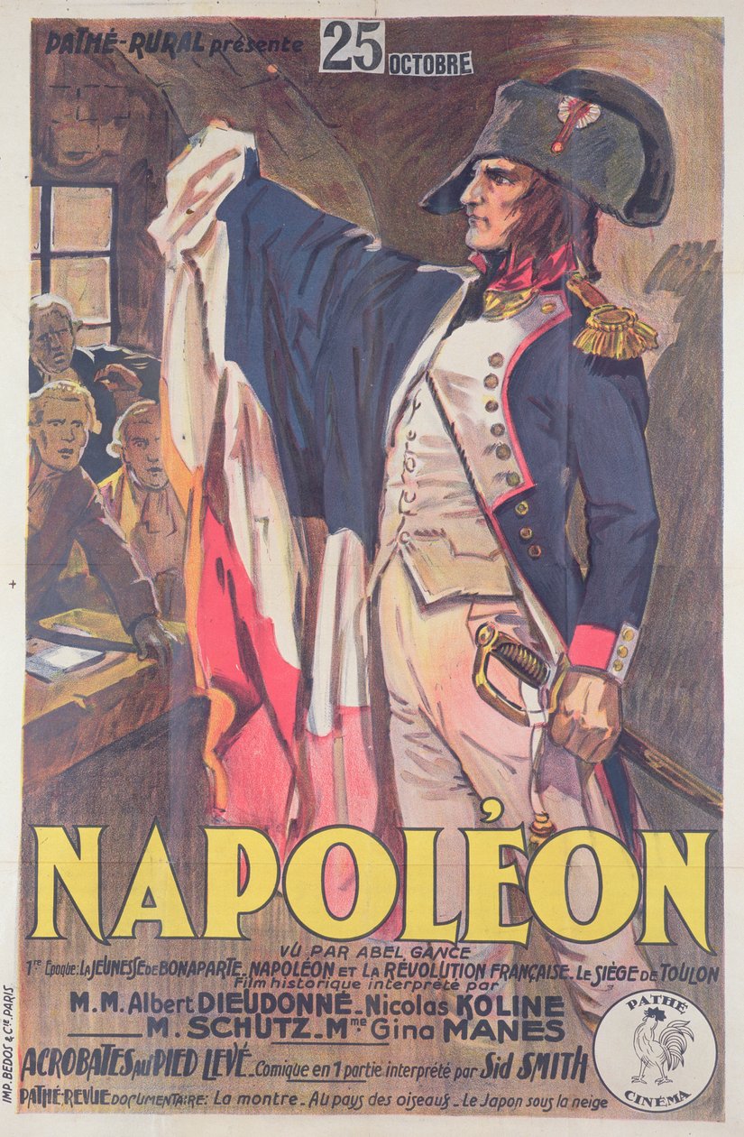 Poster pubblicitario del film, Napoleone, scritto da Abel Gance da French School