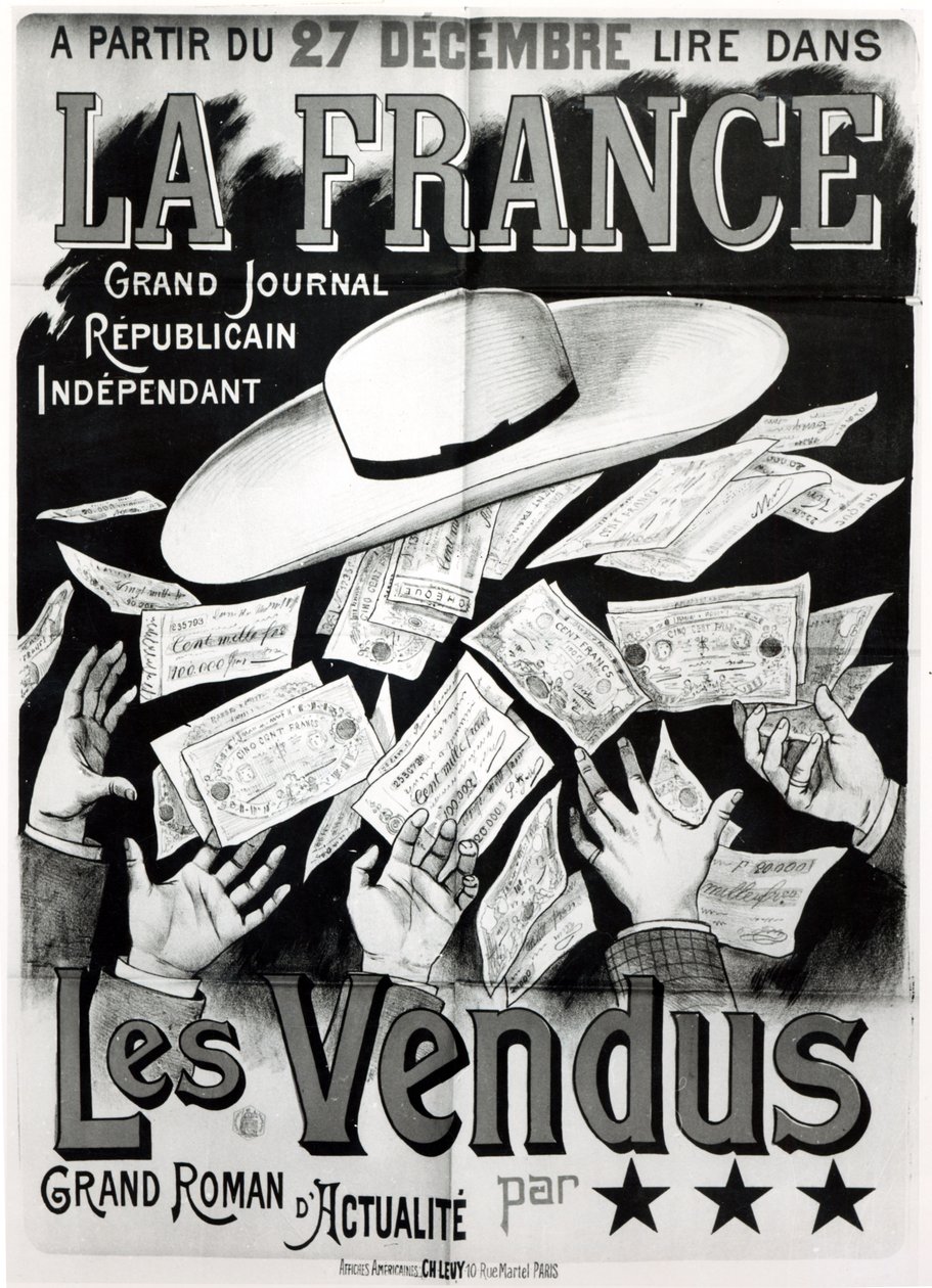 Poster pubblicitario del romanzo Les Vendus riguardante l